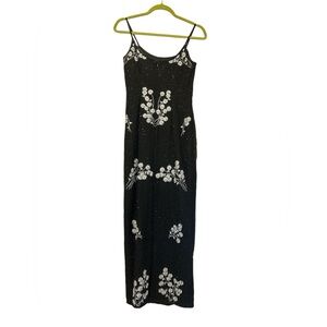 Papell Boutique | Dresses | Vintage 9s Silk Beaded Dress Lined Floral  Formal Embroidered Back Slit Size 2p | Poshmark